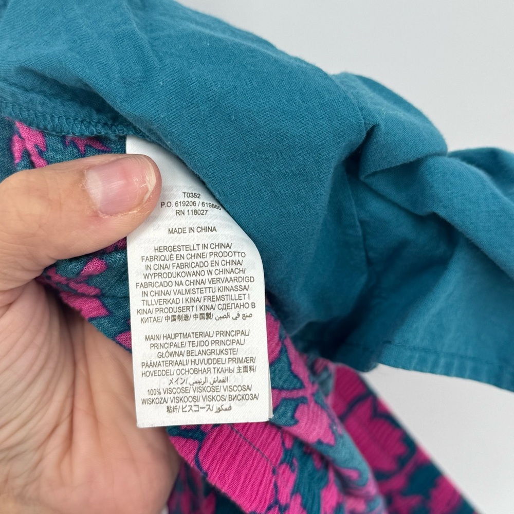 Boden Bembridge Floral Tapered Cropped Pants Pink Teal Drawstring Women’s 6R - Picture 8 of 8